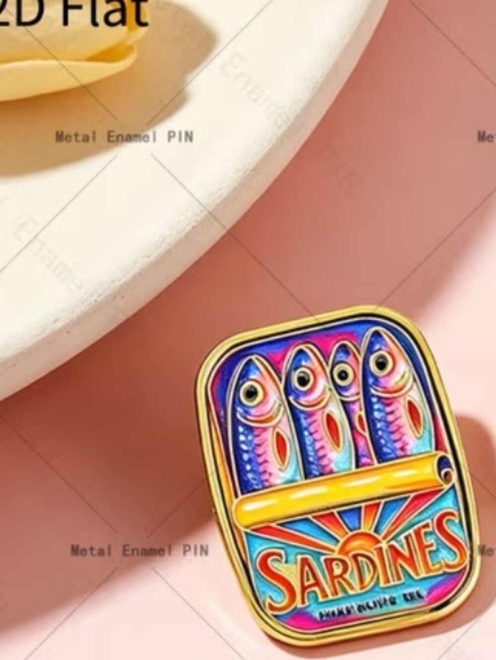 Sardines Enamel Pin - Colorful Gold Trim